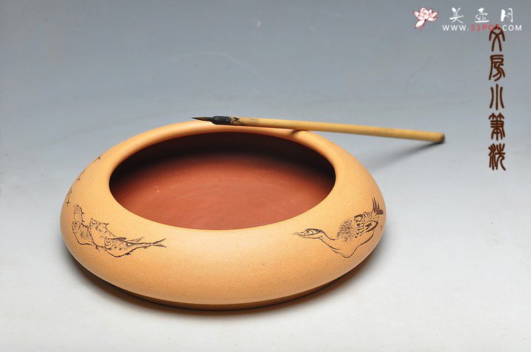 紫砂壶图片：文房雅玩 清雅老味 笔洗 - 美壶网