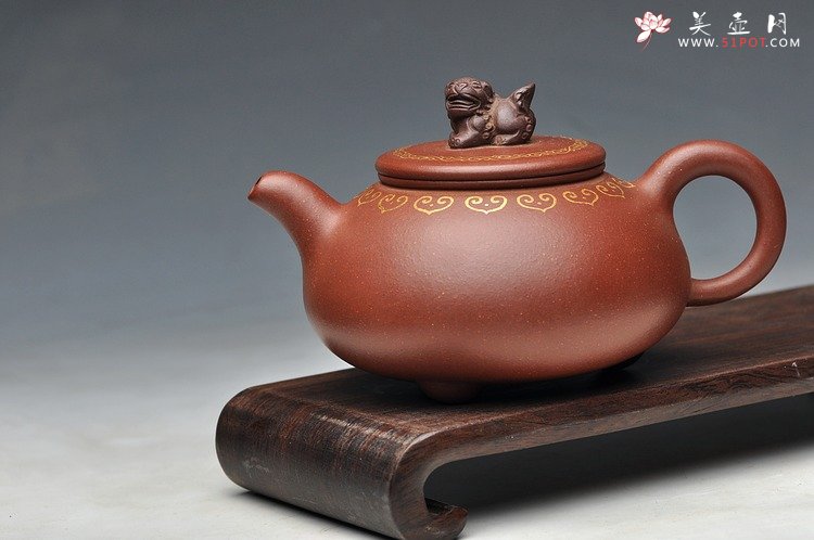 紫砂壶图片：真金装饰 自然优雅 送礼自用  如意狮韵 优质底槽青 - 美壶网