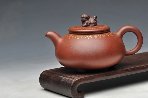 顾小英紫砂壶 真金装饰 自然优雅 送礼自用  如意狮韵 优质底槽青 原矿底槽清