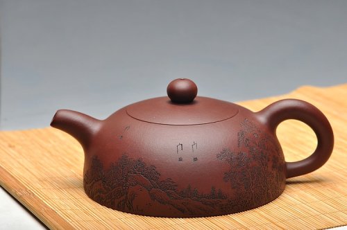 李彦雄紫砂壶 实力体现 全手难度 大半月 通景山水 精品 原矿底槽清