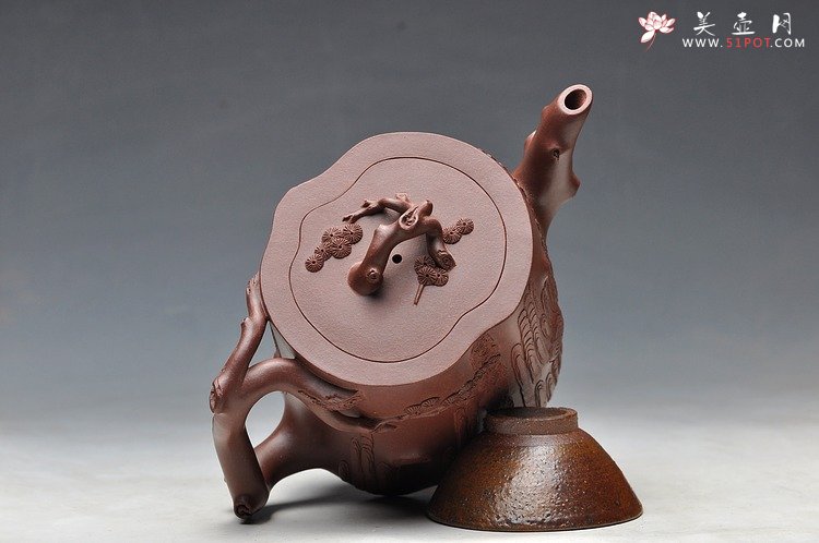 紫砂壶图片：挺拔高俊 古雅拙朴 全手精品青松套组2 - 美壶网