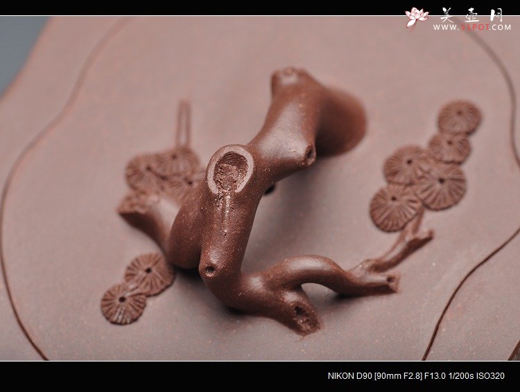 紫砂壶图片：挺拔高俊 古雅拙朴 全手精品青松套组2 - 美壶网