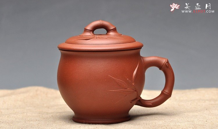 紫砂壶图片：精品竹节盖杯 好料，好工，好竹叶 - 美壶网