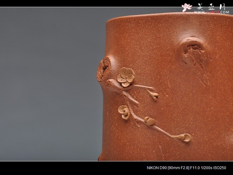 紫砂壶图片：全手立体梅花单杯 一对 - 美壶网