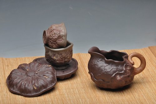 刘景紫砂壶 刘景-荷叶公道杯 原矿紫泥