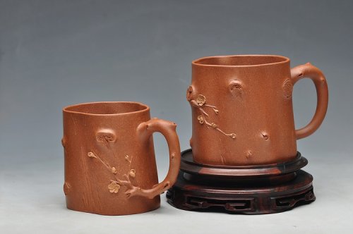 单志萍紫砂壶 全手立体梅花单杯 一对 