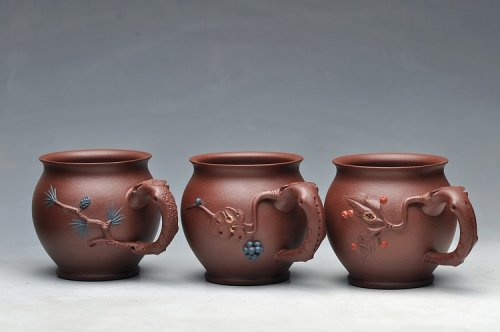 美壶定制紫砂壶 特色主人杯 葡萄 樱桃 松 竹 原矿紫泥