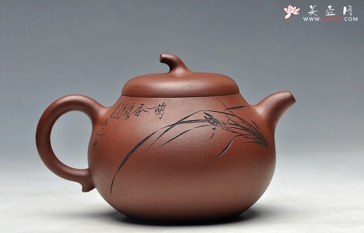 紫砂壶图片：清新可爱 香兰馥郁 茄段 一捺底 - 美壶网