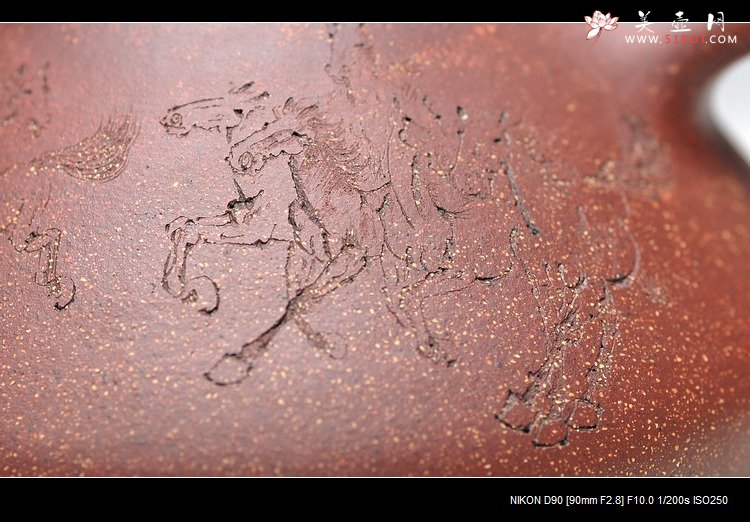 紫砂壶图片：八骏图 霸气舒展  全手子冶石瓢 - 美壶网