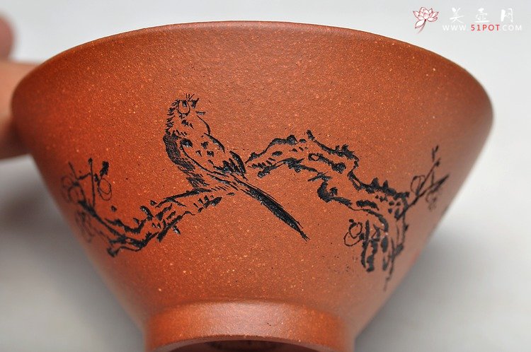 紫砂壶图片：八大风格之 高温小红泥圆亭杯 降坡泥斗笠杯 - 美壶网