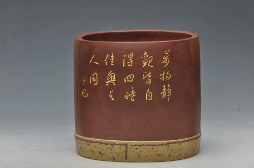 张听钢紫砂壶 听刚玩砂 全手工椭圆笔筒 蛮有味道滴~ 原矿清水泥