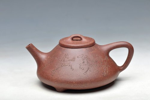 王余平紫砂壶 八骏图 霸气舒展  全手子冶石瓢 原矿紫泥