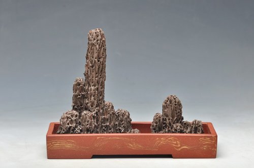 张秋平紫砂壶 假山盆景一套 绞泥盆 小景DIYo(∩_∩)o  原矿清水泥