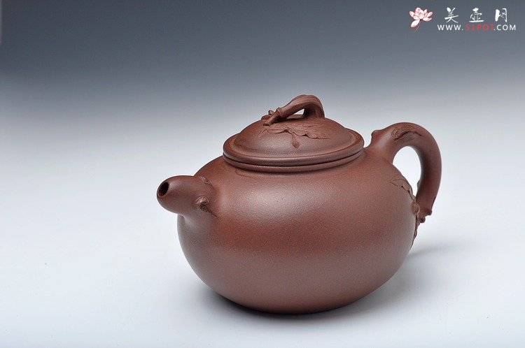 紫砂壶图片：敦厚可人 贴叶细腻 实用好花器 全手硕果 - 美壶网