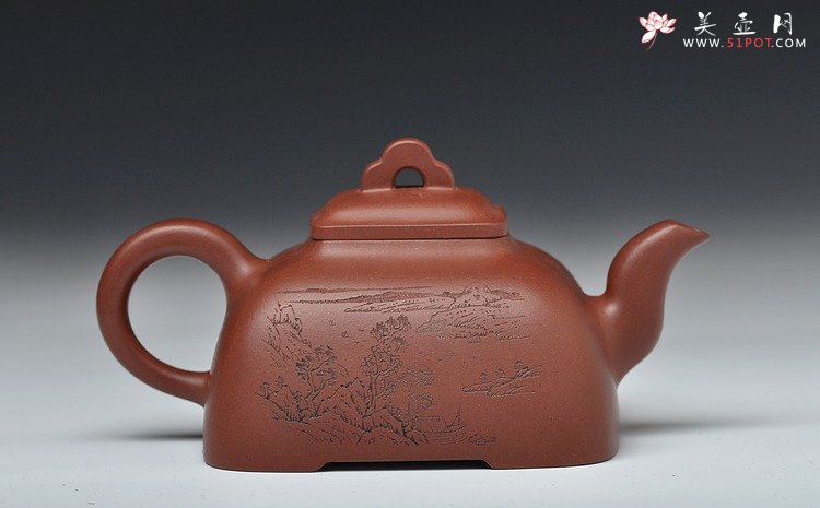 紫砂壶图片：强强联合 国工师陈宏林装饰 全手经典孤菱  - 美壶网