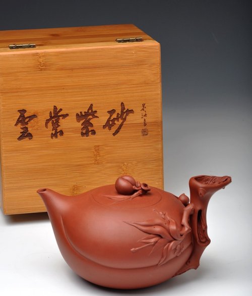 史云棠紫砂壶 当代宜兴名人录载入 史云棠〖圣桃壶〗920CC紫砂壶 红皮龙