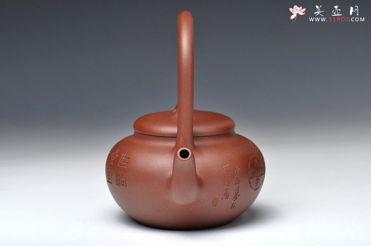 紫砂壶图片：张听刚装饰 饱满玉润 全手禅珠提梁 精美之作 - 美壶网