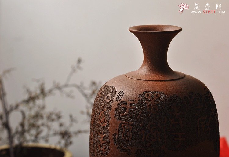 紫砂壶图片：文雅之器 散氏盘铭文 花樽一对 精心力作 - 美壶网