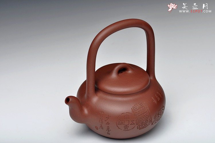 紫砂壶图片：张听刚装饰 饱满玉润 全手禅珠提梁 精美之作 - 美壶网