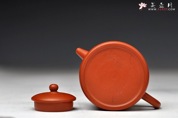 紫砂壶图片：映日荷花别样红 全手君带 一手朱泥小壶 贴身雅器 - 美壶网