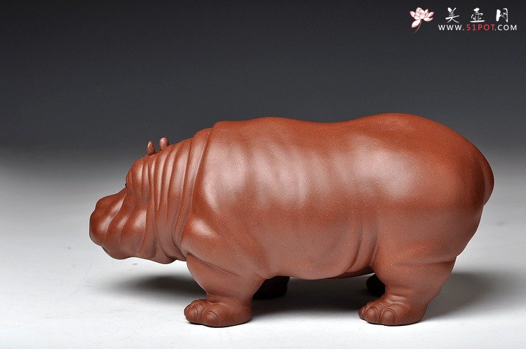 紫砂壶图片：河马 形态逼真 憨厚可爱 - 美壶网
