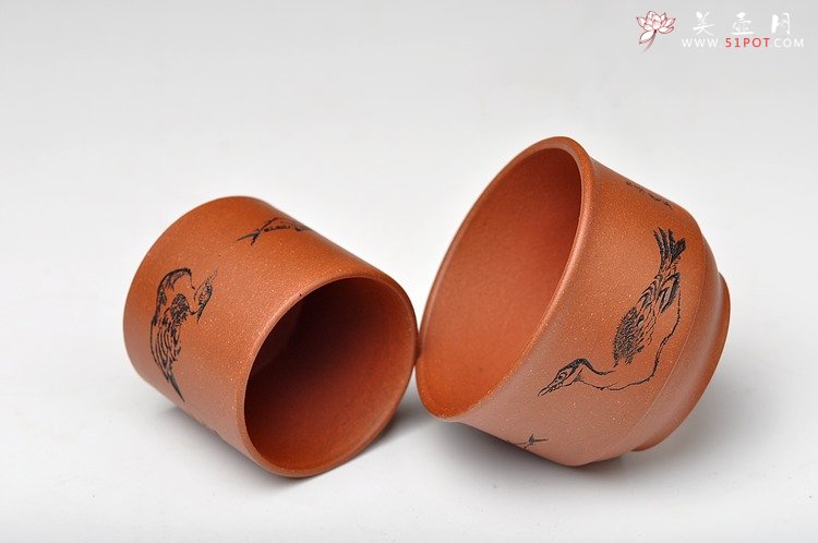 紫砂壶图片：田园情趣 对杯 1大1小 优质降坡泥 - 美壶网