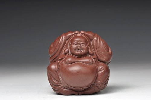 范泉明紫砂壶 欢天喜地 做工细腻传神 笑弥勒 喜庆 原矿紫泥