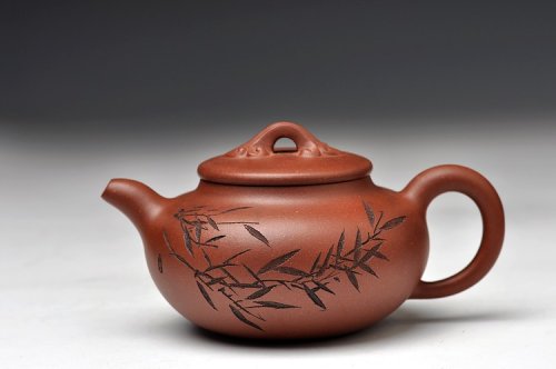 朱牧清紫砂壶 老清水 清韵 随意的竹 颇有玩味 仅1件 原矿清水泥