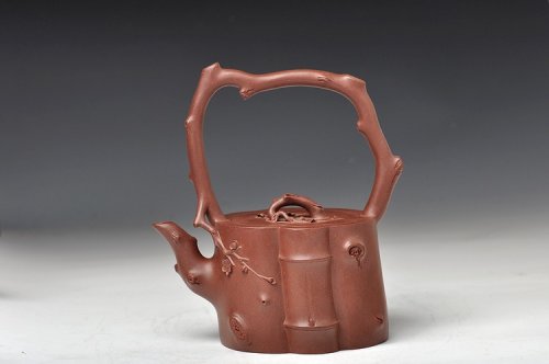 单志萍紫砂壶 全手作品 蓄势而动 实力派花货 梅竹双清提梁 原矿底槽清