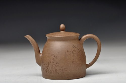 范磊紫砂壶 范磊经典作品 青段全手禅韵 挺拔秀气 古朴 山水风韵 青灰泥