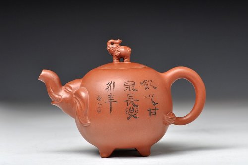 蔡一强紫砂壶 四足福象（十足福像） 原矿清水泥
