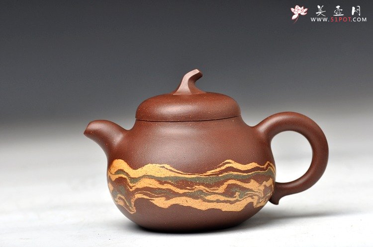 紫砂壶图片：通透绞泥 娇小可爱 茄段 - 美壶网