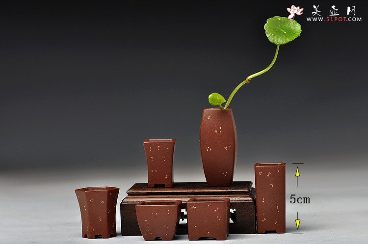 紫砂壶图片：全手铺砂拇指盆一套  精工佳作 非常好玩~~ - 美壶网