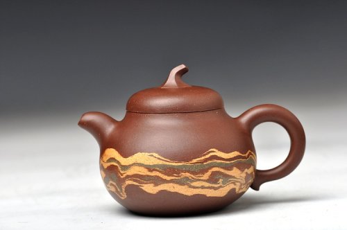 闵祥君紫砂壶 通透绞泥 娇小可爱 茄段 原矿紫泥