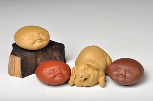 美壶定制紫砂壶 4个小猪 喜庆茶宠 栩栩如生 