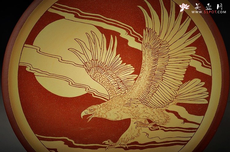 紫砂壶图片：精品 鹏程万里 难度大 30cm挂盘 - 美壶网