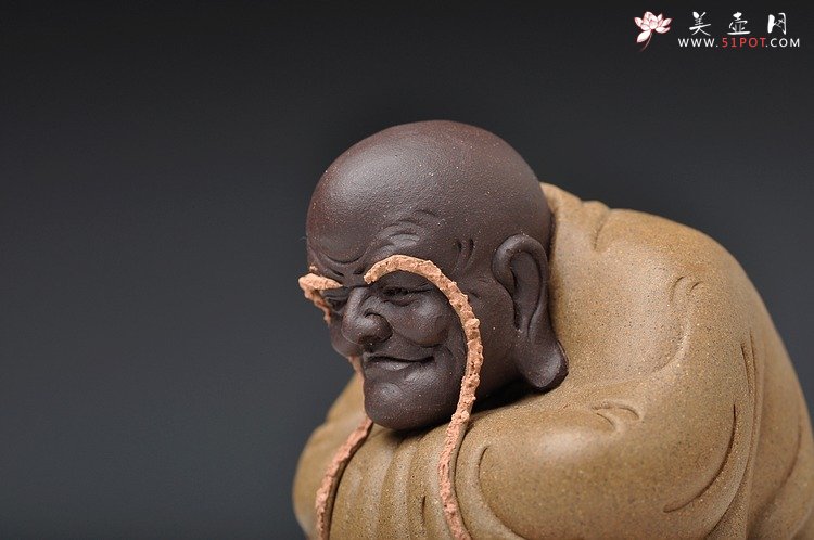 紫砂壶图片：十八罗汉之长眉罗汉和掏耳罗汉 神态细腻传神 精品茶宠 - 美壶网