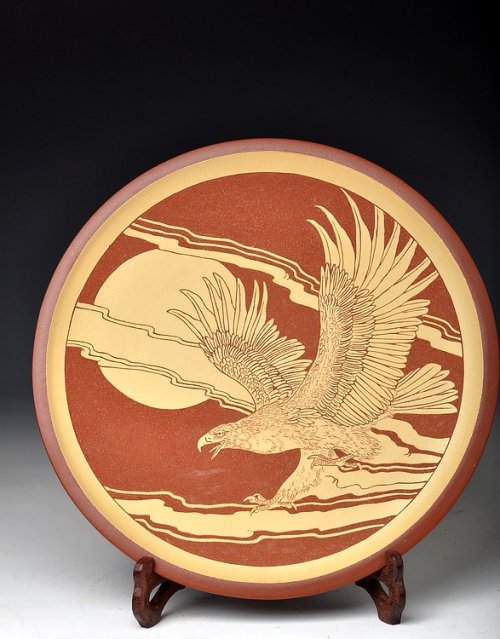 张听钢紫砂壶 精品 鹏程万里 难度大 30cm挂盘 