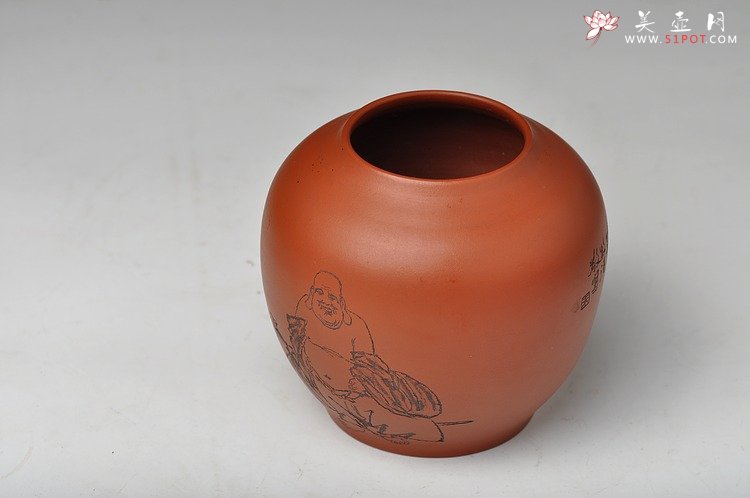 紫砂壶图片：朱牧清老师义拍紫砂作品 红泥水盂 雅安我们在一起 - 美壶网