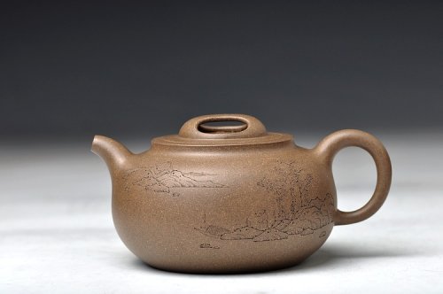 邵家俊紫砂壶 国助和石精刻  玉成窑风格 全手归隐 更加耐品 青灰泥