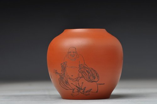 朱牧清紫砂壶 朱牧清老师义拍紫砂作品 红泥水盂 雅安我们在一起 原矿红泥