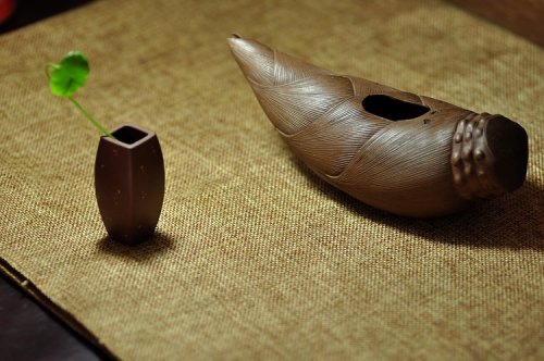 美壶定制紫砂壶 鸣远款水注。紫砂摆件•雕塑•茶宠•很真实的紫砂竹笋•公道杯 原矿段泥