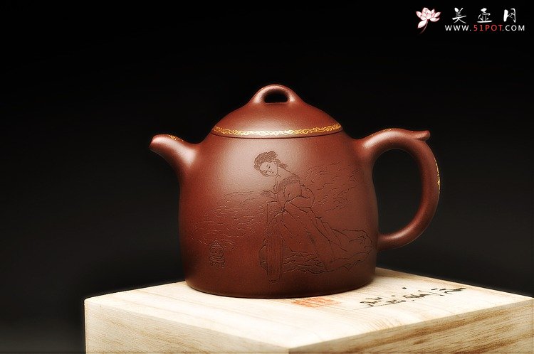 紫砂壶图片：张听刚装饰 仕女 朴素敦厚 大气 优质底槽青 全手大秦权 - 美壶网