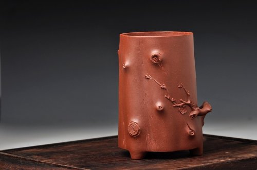 单志萍紫砂壶 全手立体梅花 精致花盆 仅此1件  原矿底槽清