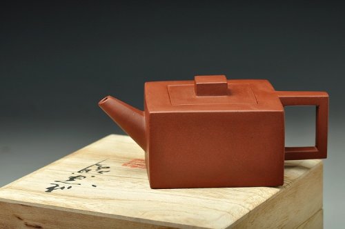 许浒紫砂壶 正气浩然  全手工镶片 四方求正 君子之立 红皮龙