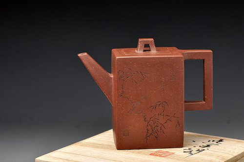 许浒紫砂壶 铮铮铁骨 实力精品 全手镶片 经典砖方  原矿紫泥