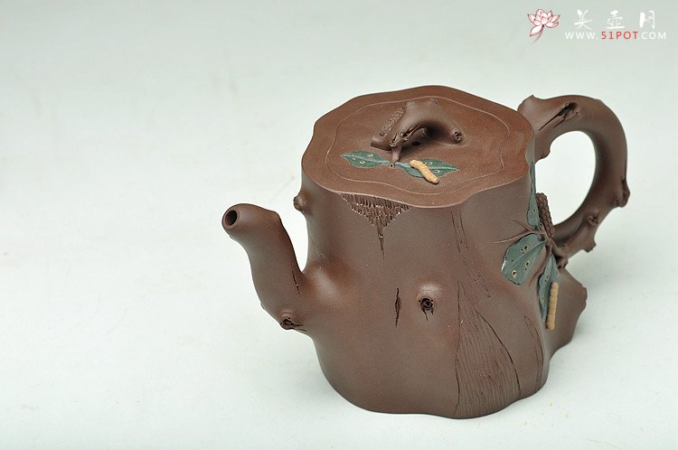 紫砂壶图片：崔巍健代表作 树桩精品  桑蚕壶 - 美壶网