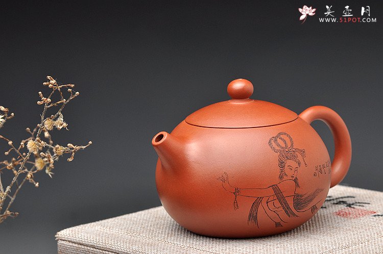 紫砂壶图片：谁赏素腰轻o(∩_∩)o  红泥西施 韵味十足 - 美壶网