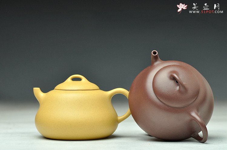 紫砂壶图片：特惠之葫芦兄弟 福禄 憨态可掬 本绿与紫泥一对 - 美壶网