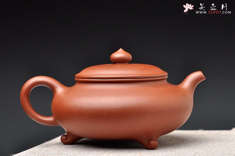 紫砂壶图片：适合绿茶 纤秀可人 三足扁樱 - 美壶网